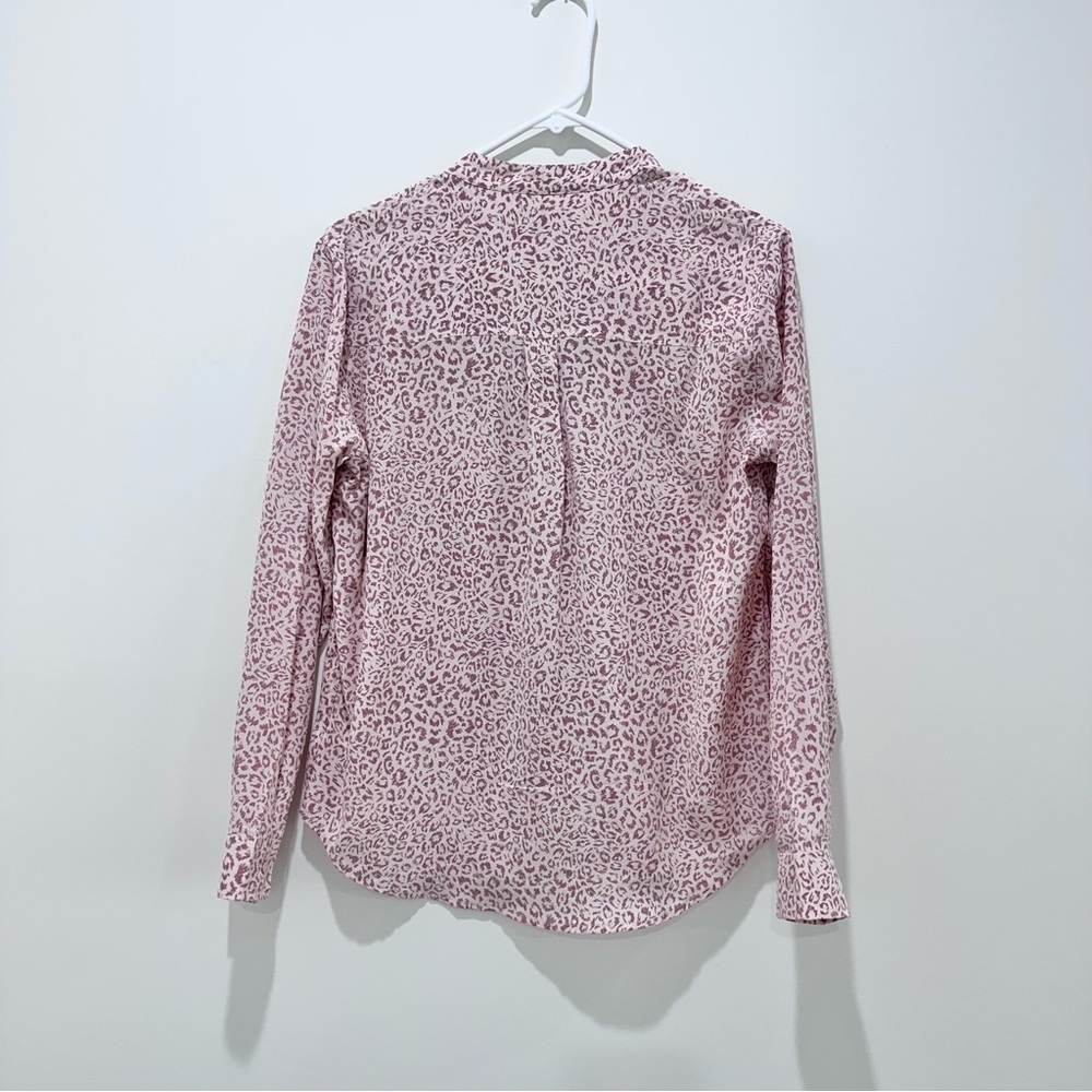 Rails colette blush cheetah long sleeve silk button down tie front pink small - Picture 4 of 9